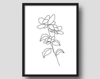 Stampa artistica floreale: poster minimalista con fiori (download digitale)