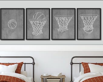 Basketball Wall Art Prints, Sports Enthusiast Decor (Digital Download)