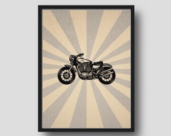 Poster di motociclette d'epoca, tono neutro, decorazione per aule (download digitale)