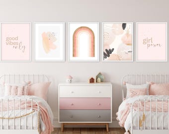Blush Pink Girl Room Posters: Rainbow, Abstracts, Quotes (Digital Download)