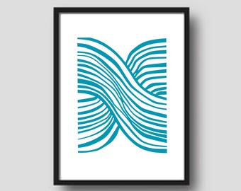 Poster grafico astratto intrecciato: decorazione murale per la stanza dei ragazzi (download digitale)