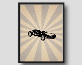 Poster di auto da corsa d'epoca, decorazione per la sala giochi (download digitale)