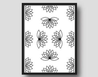 Stampa floreale: grafica murale con fiore di loto (download digitale)