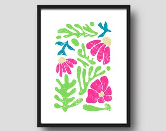 Stampa artistica floreale astratta: decorazione per sala giochi e aula (download digitale)