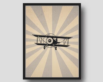 Poster di aeroplano d'epoca, decorazione per cameretta o sala giochi (download digitale)