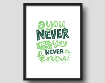 Stampa artistica con citazione ispiratrice: decorazione per sala giochi e aula (download digitale)