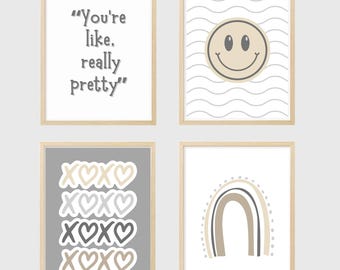 Poster neutri per l'aula: faccina sorridente, arcobaleno, XOXO (download digitale)