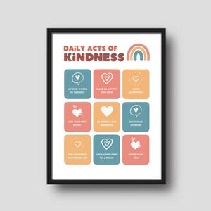 Niedliches dekoratives Poster mit Achtsamkeits-Akzenten für das Klassenzimmer, Spielzimmer oder Kinderzimmer.