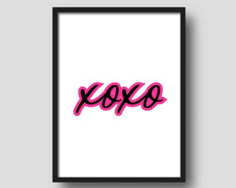 Simpatico poster decorativo/murale "XOXO" stampabile per l'aula, la sala giochi o la cameretta dei bambini/adolescenti.