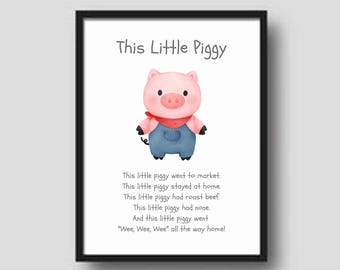 Deze poster met kinderrijmpje kleine varkentje, klasdecor (digitale download)