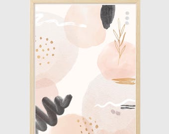 Poster acquerello floreale astratto: decorazione murale per la stanza degli adolescenti (download digitale)