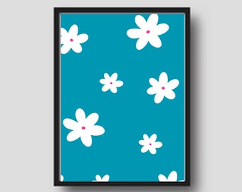 Simpatico poster decorativo/murale con motivo floreale stampabile per l'aula, la sala giochi o la camera da letto di bambini/adolescenti.