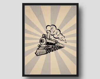 Poster di un treno d'epoca, decorazione per la sala giochi (download digitale)