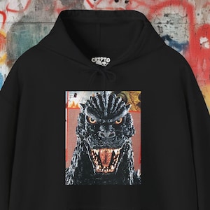 Godzilla Pullover Hoodie | Retro Vintage Monster Movie Tee | Unisex T-shirt | Kaiju Movie T-shirt | Classic Godzilla | Sci-Fi Sweatshirt