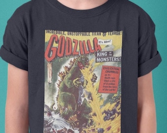 Godzilla Kids Shirt | Retro Kaiju Tee for Kids | Japanese Monster Movie Shirt | Vintage Style Kids Shirt | Fun Gift for Little Godzilla Fans