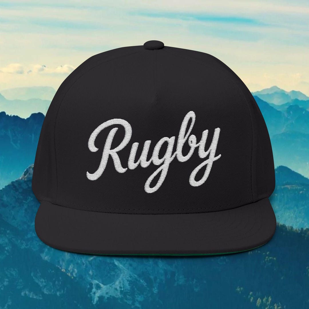 Rugby Embroidered Flat Bill Cap | Hats & Beanies | Sports - Etsy