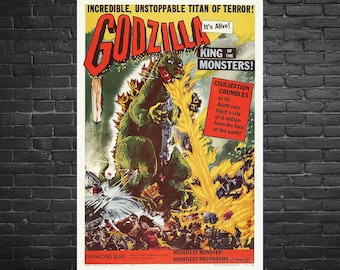 Godzilla King of the Monsters 1956 Poster | Museum-Quality Reprint | Vintage Movie Wall Art | Retro Kaiju Art Print | Horror Movie Decor