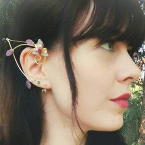 Pink Elf Ear Cuff Wraps Pair, Princess Nadia Flower Ear Cuffs  Fairytale Wedding Jewelry, Elf Ears