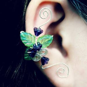 Fairy Garden Ear Cuff No Piercing Ear Climber Vine, Flower Ear Cuff Spring Jewelry, Boho Nature Inspired Ear Jacket image 2
