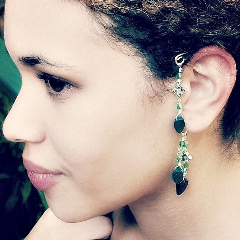Emerald Green Irish Celtic Ear Cuff Boho Wrap No Piercing Etsy