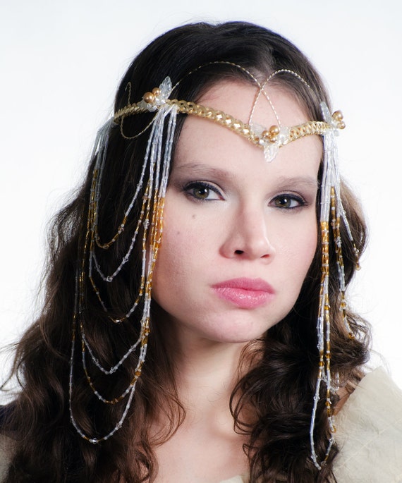 Art Nouveau Elven Boho Wedding Headdress Tiara Elvish Cosplay Costume Crown Sieraden Lichaamssieraden Haarsieraden 