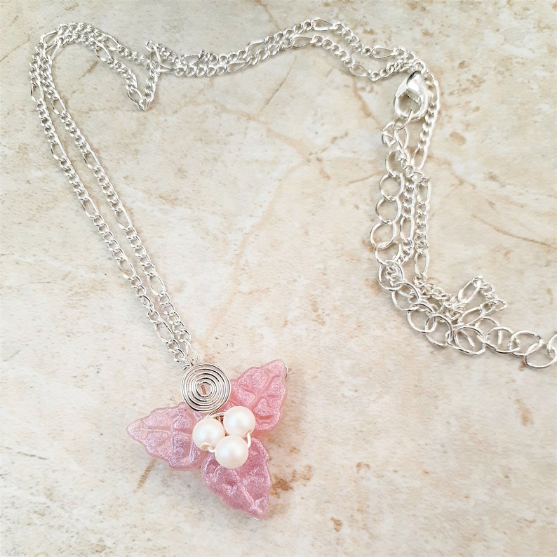 Spring Flower Jewelry Set Necklace Earrings Fairy Pink image 4