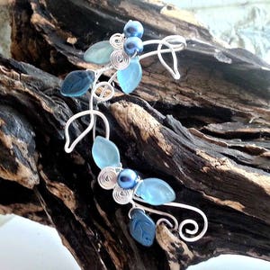 Blue Elf Ear Cuff Wrap ~ Ear Dreams ~ Ear Climber ~ Elven Jewelry~Ear Jacket ~No Piercing ~ Nickel Free Earrings