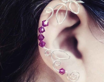 Crystal Ear Cuff Wrap, No Piercing Ear Climber Vine, Ear Dreams Elven Ear Jewelry
