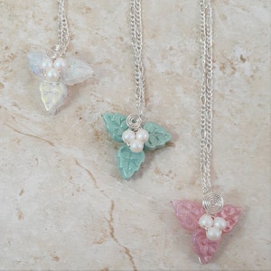 Spring Flower Jewelry Set Necklace Earrings Fairy Pink image 9