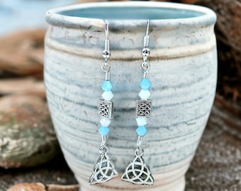 Celtic Triquetra Earrings with French Hook, Post, Leverback or No Pierce Ear Cuff