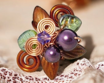 Art Nouveau Ring Autumn Cornucopia