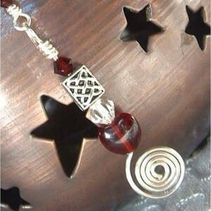 Ear Cuff Celtic Heart Spiral 2 in 1 Garnet Red with Silver No Piercing Dangle Ear Cuff Drop Earrings image 4