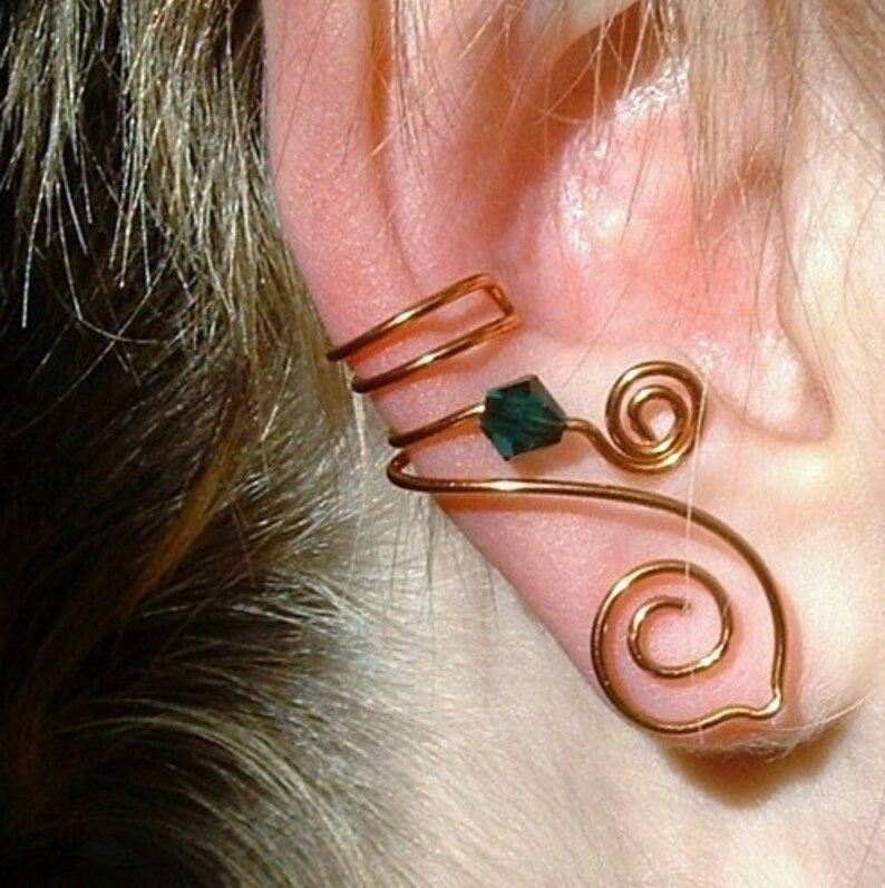 Ear Cuff Celtic Spirals Copper Green Irish No Piercing Ear Etsy