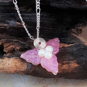 Spring Flower Jewelry Set Necklace Earrings Fairy Pink image 3