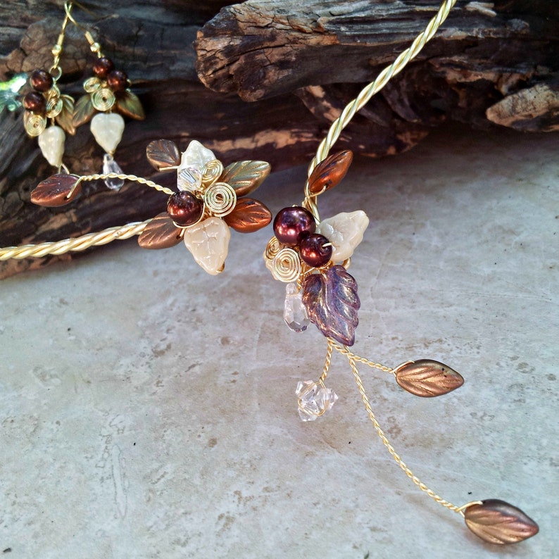 Art Nouveau Torc Necklace Earring Set Golden Slumbers Woodland - Etsy
