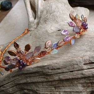 Boho Wedding Tiara Autumn Flame Amethyst and Copper image 3