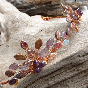 Boho Wedding Tiara Autumn Flame Amethyst and Copper image 4