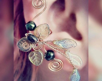 Ear Cuff Elven Spring Forest Ear Vine, No Piercing, Fantasy Fairy Jewelry, Gift Idea, bridal ear cuff