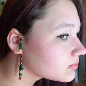 Boho Dangle Ear Cuff Emerald Celtic No Piercing Single or Pair image 2