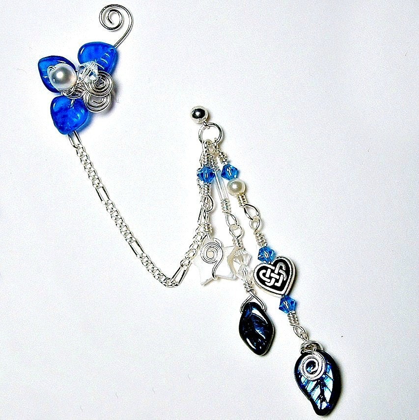 Celtic Blue Fairy Bajoran Chain Ear Cuff Gift for Her | Etsy