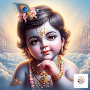 Schöne Baby Krishna Druckbare digitale Wandkunst, Hinduistische Wandkunst, Krishna Wanddekor, Hare Krishna Kunst, Tapeten-Download
