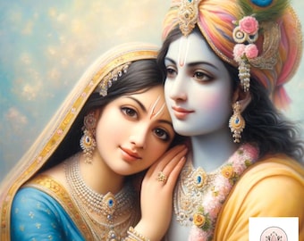 Beautiful Radha krishna Printable digital wall art, Hindu wall art, Krishna wall decor, Hare krishna art