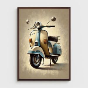 Vintage Desi Indian scooter Digital Download | Retro Automotive Wall Art | Classic City Decor Indian desi wall art Scooter escape art
