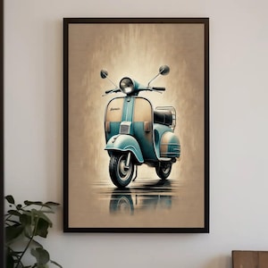 Vintage Desi Indian scooter Digital Download | Retro Automotive Wall Art | Classic City Decor Indian desi wall art