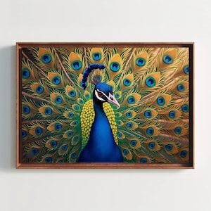 Beautiful Indian Peacock Printable digital wall art, wild bird Peacock digital download