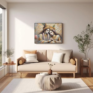 Radha Krishna love digital wall art print krishna love romantic wall art