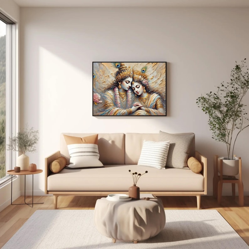 Radha Krishna love digital wall art print krishna love romantic wall art
