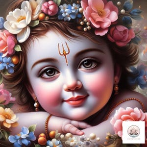 Cute Baby krishna Printable digital wall art, Hindu wall art, Krishna wall decor, Hare krishna art