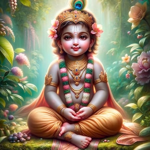Beautiful Baby krishna Printable digital wall art, Hindu wall art, Krishna wall decor, Hare krishna art