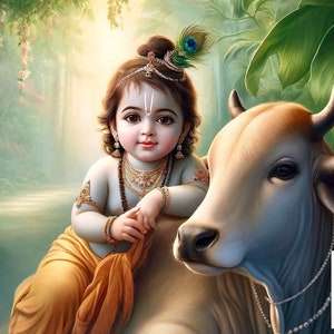 Buy Krishna Cow Photo Online In India - Etsy India